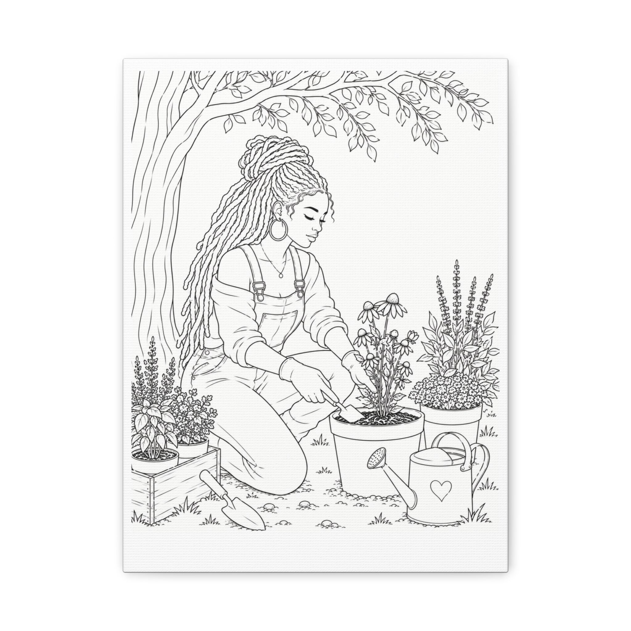 Peaceful Garden (Locs) | Paint & Sip Canvas
