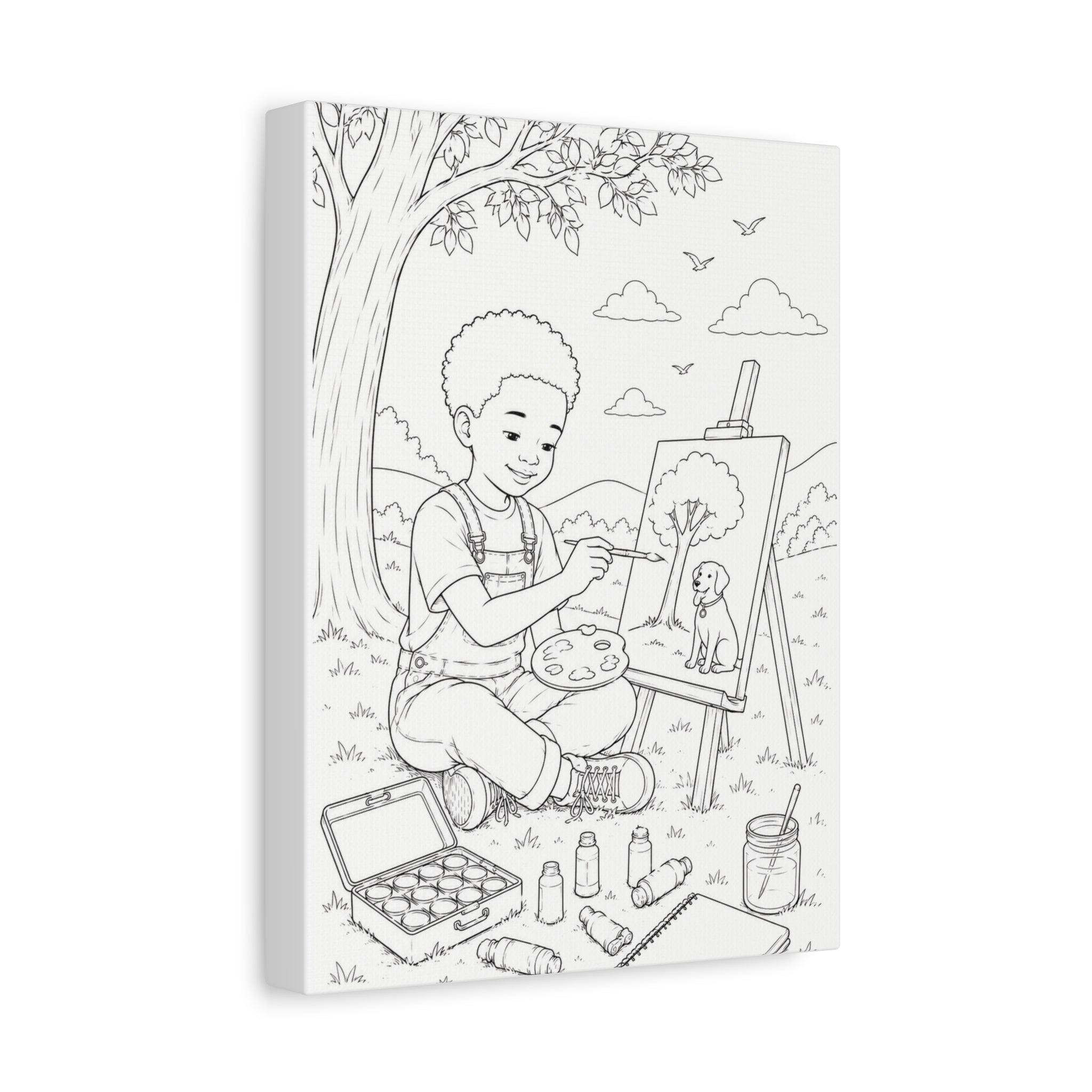 Little Sprout Artist (Boy, Afro)| Paint Canvas