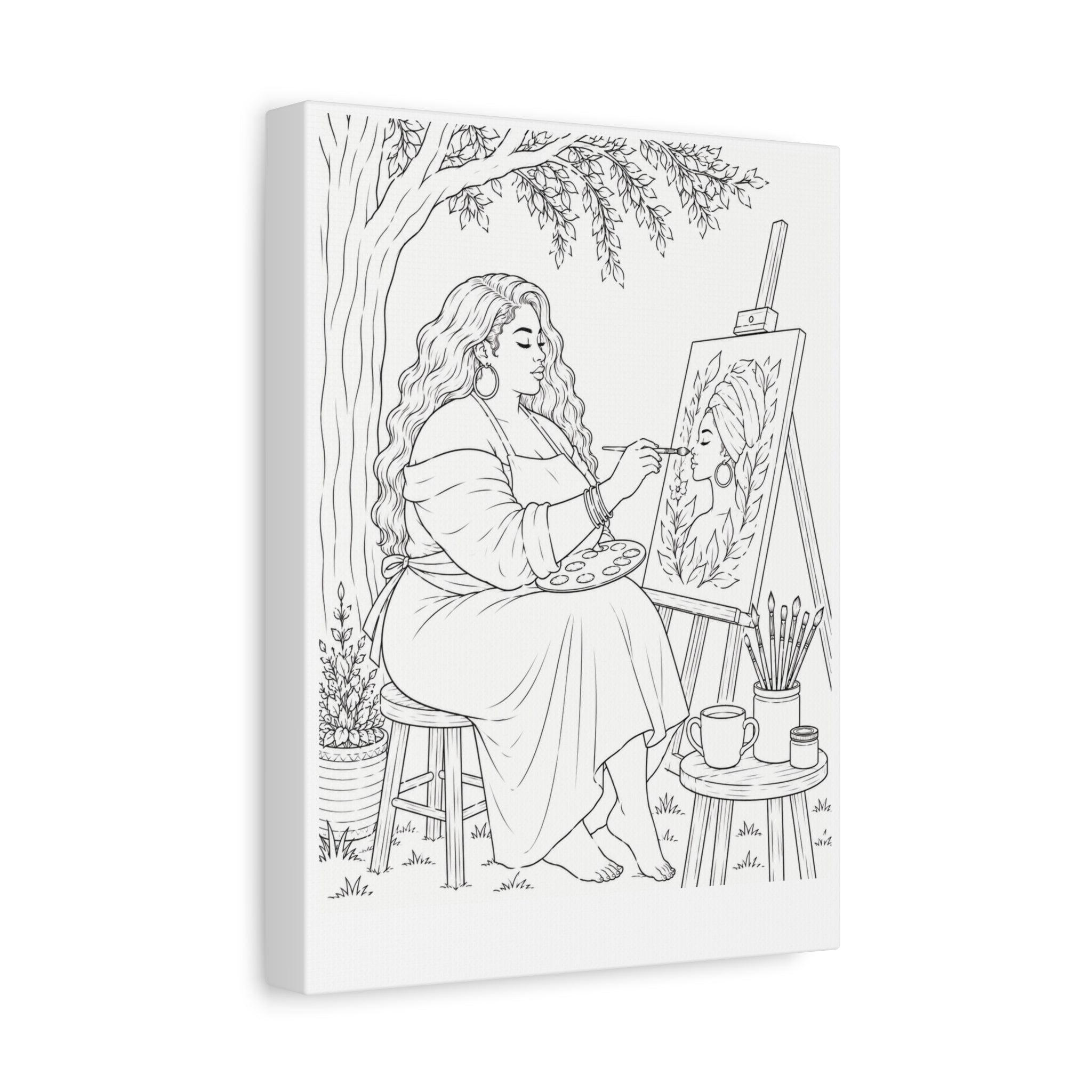 Artist Under the Tree (Side Part Plus) | Paint & Sip Canvas