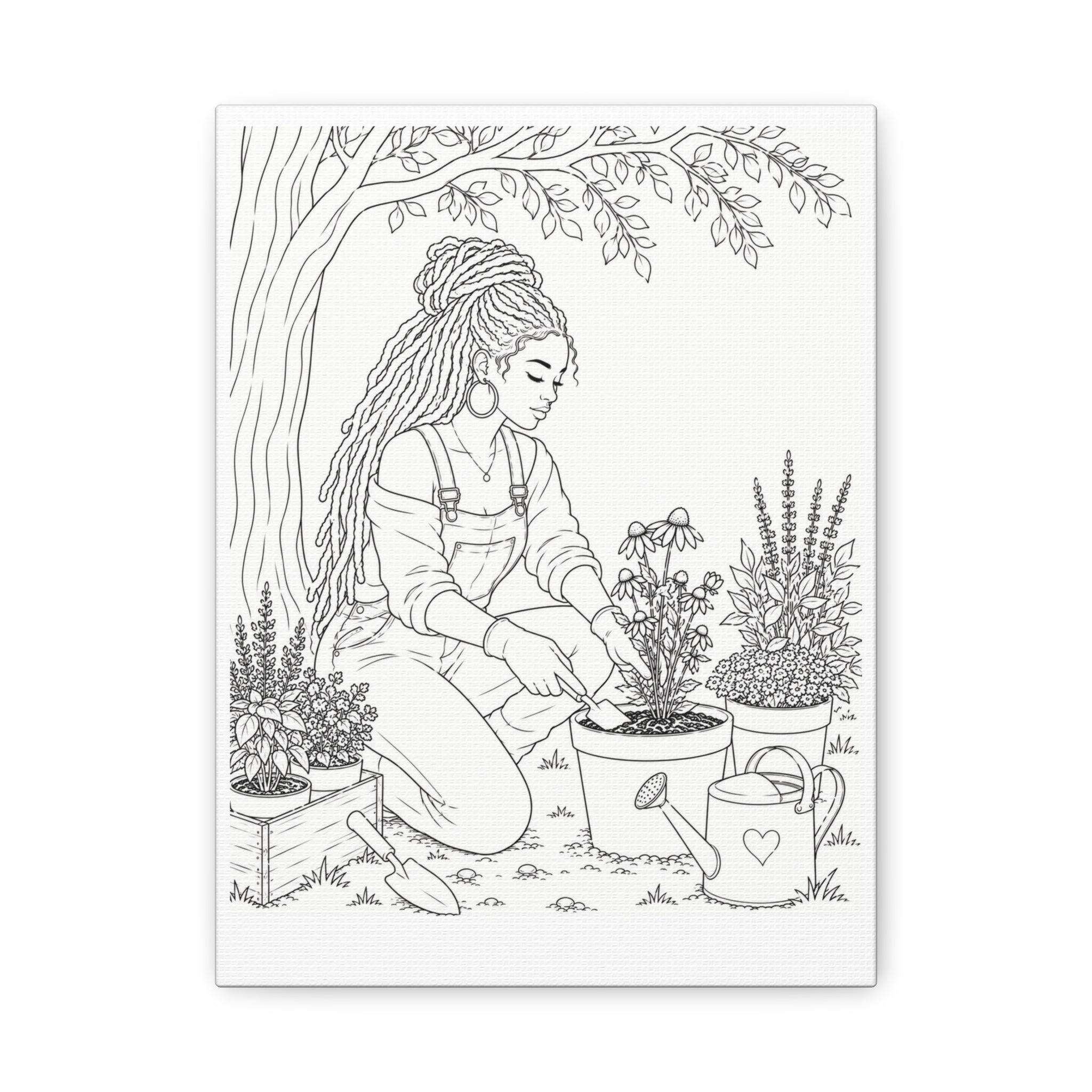 Peaceful Garden (Locs) | Paint & Sip Canvas