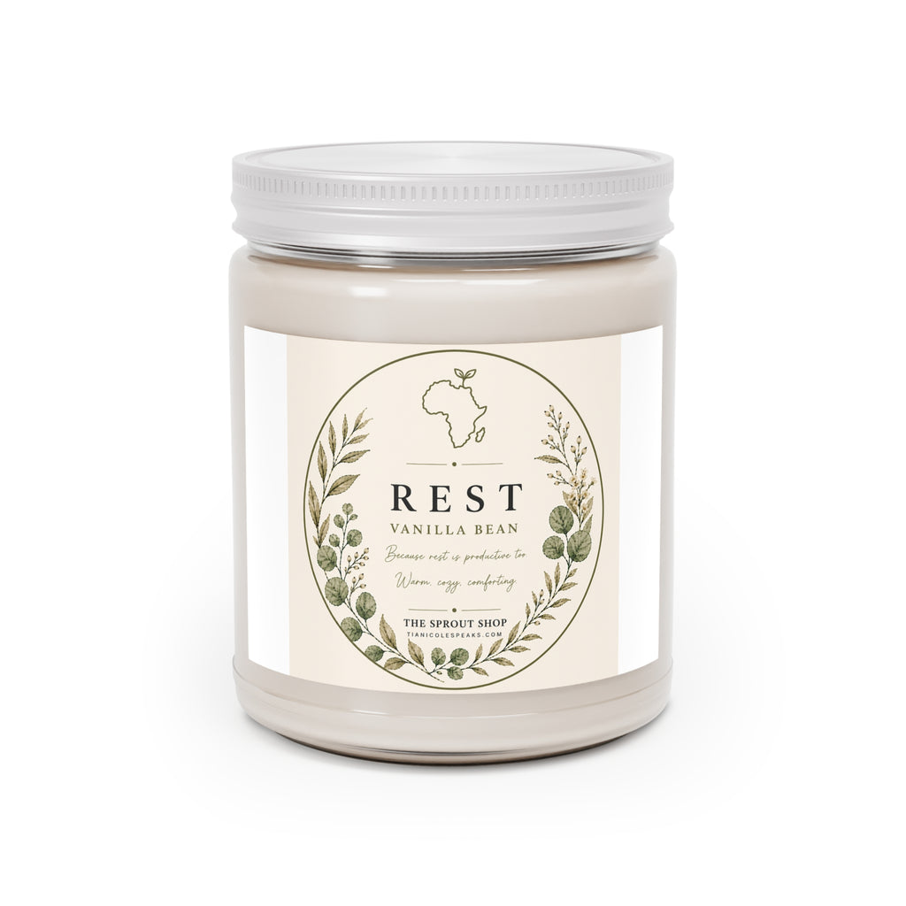 Rest Scented Soy Candles with White Lid, 9oz