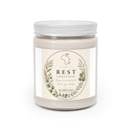 Rest Scented Soy Candles with White Lid, 9oz