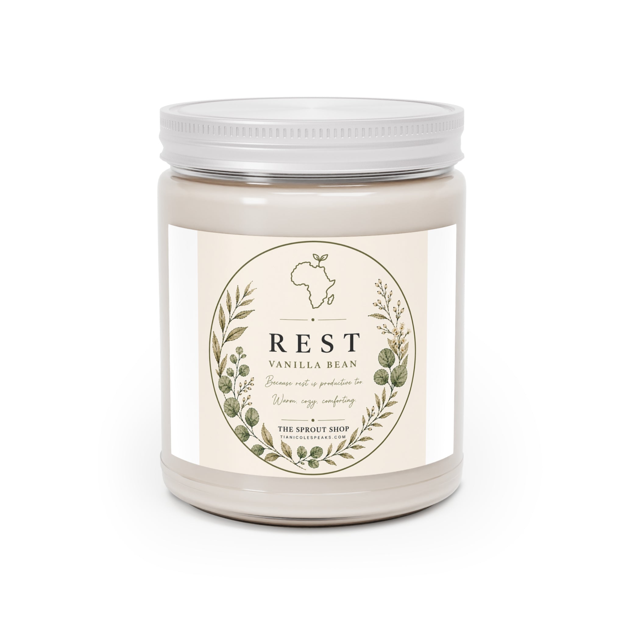 Rest Scented Soy Candles with White Lid, 9oz