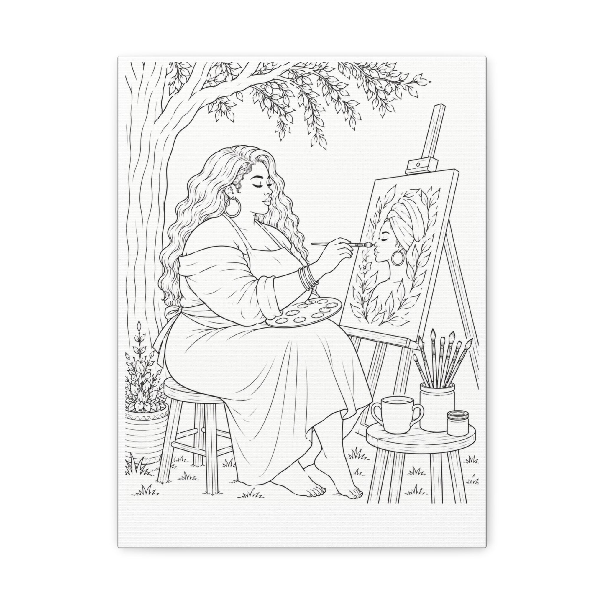 Artist Under the Tree (Side Part Plus) | Paint & Sip Canvas