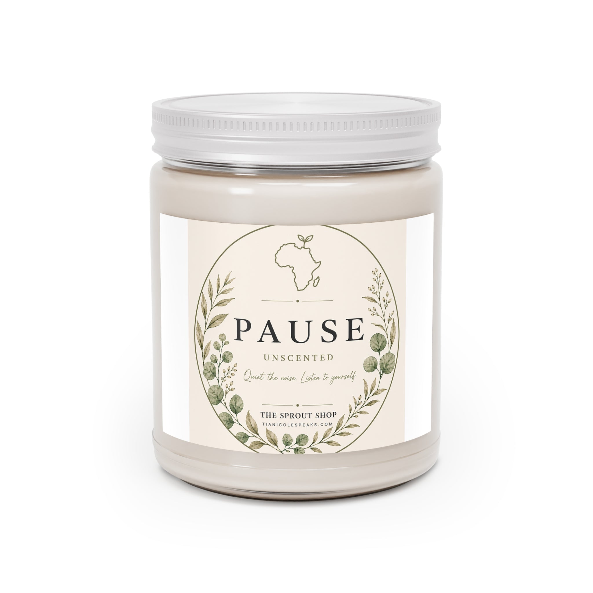 Pause Unscented Soy Candles with White Lid, 9oz