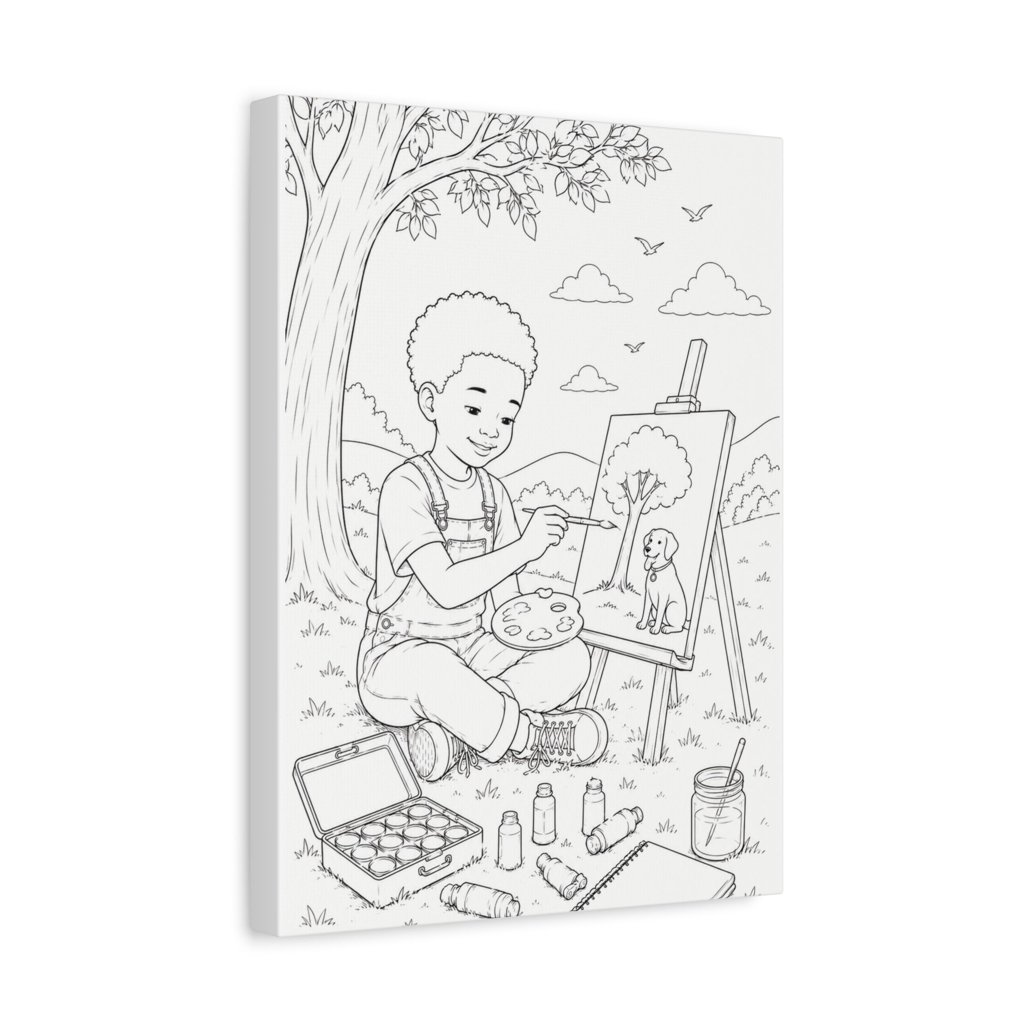 Little Sprout Artist (Boy, Afro)| Paint Canvas