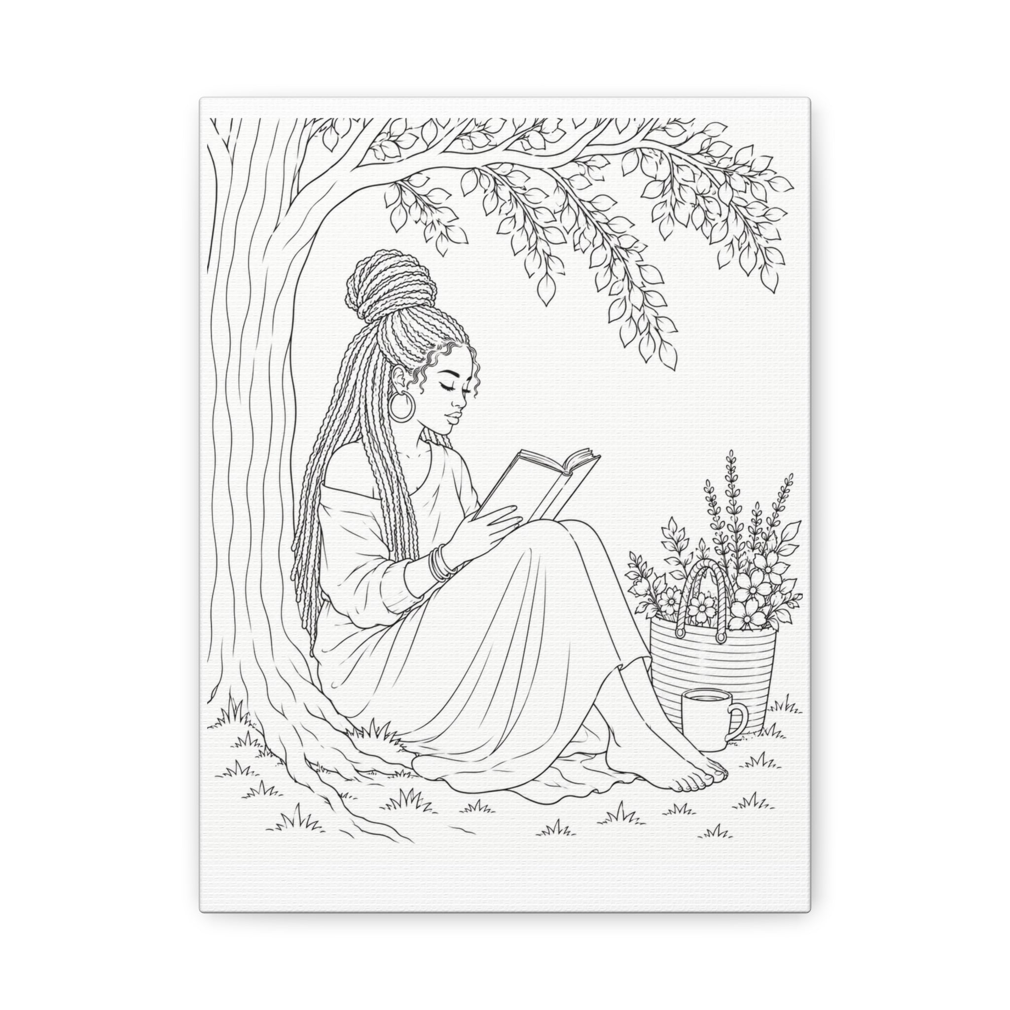 Lost in a Good Book (Locs) | Paint & Sip Canvas