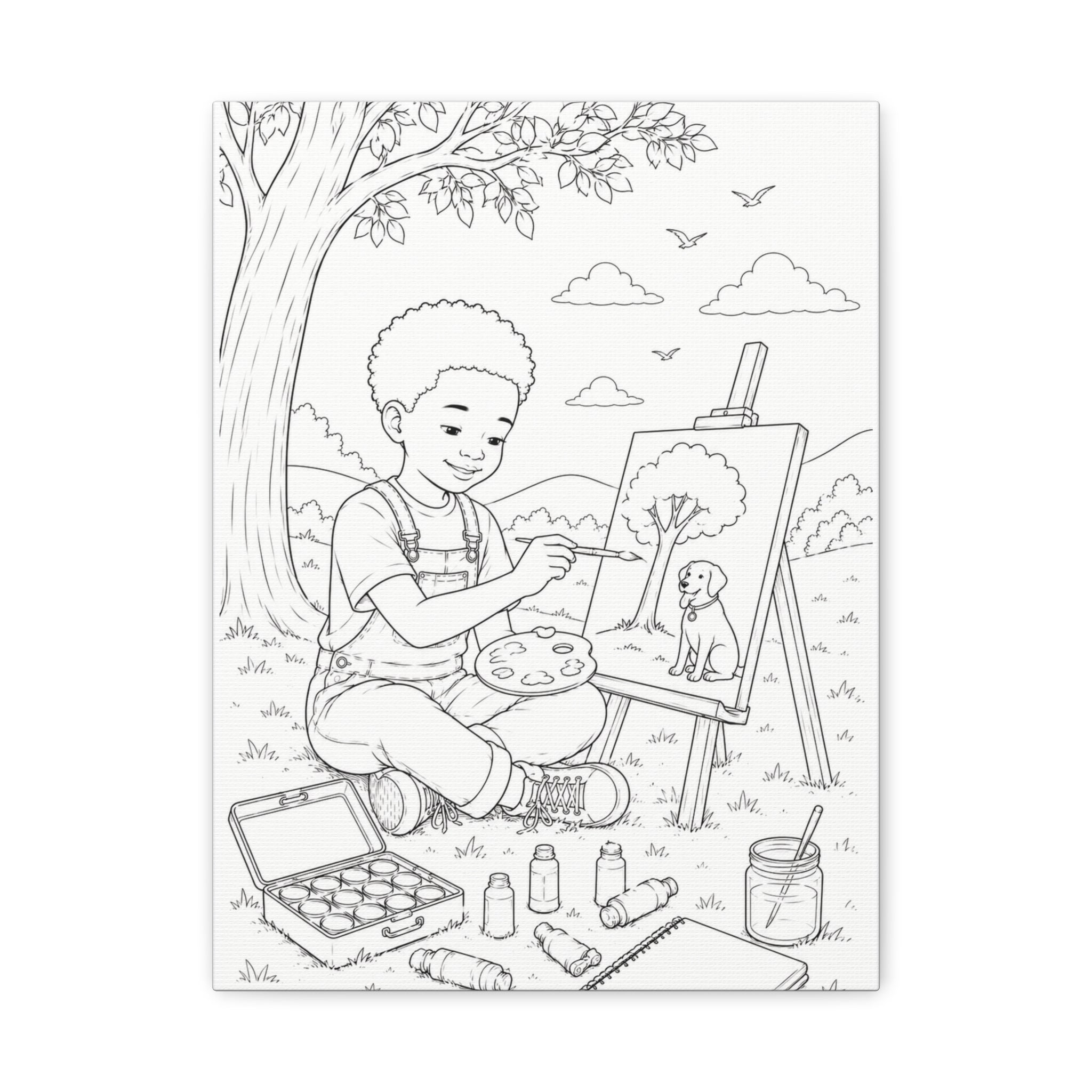 Little Sprout Artist (Boy, Afro)| Paint Canvas