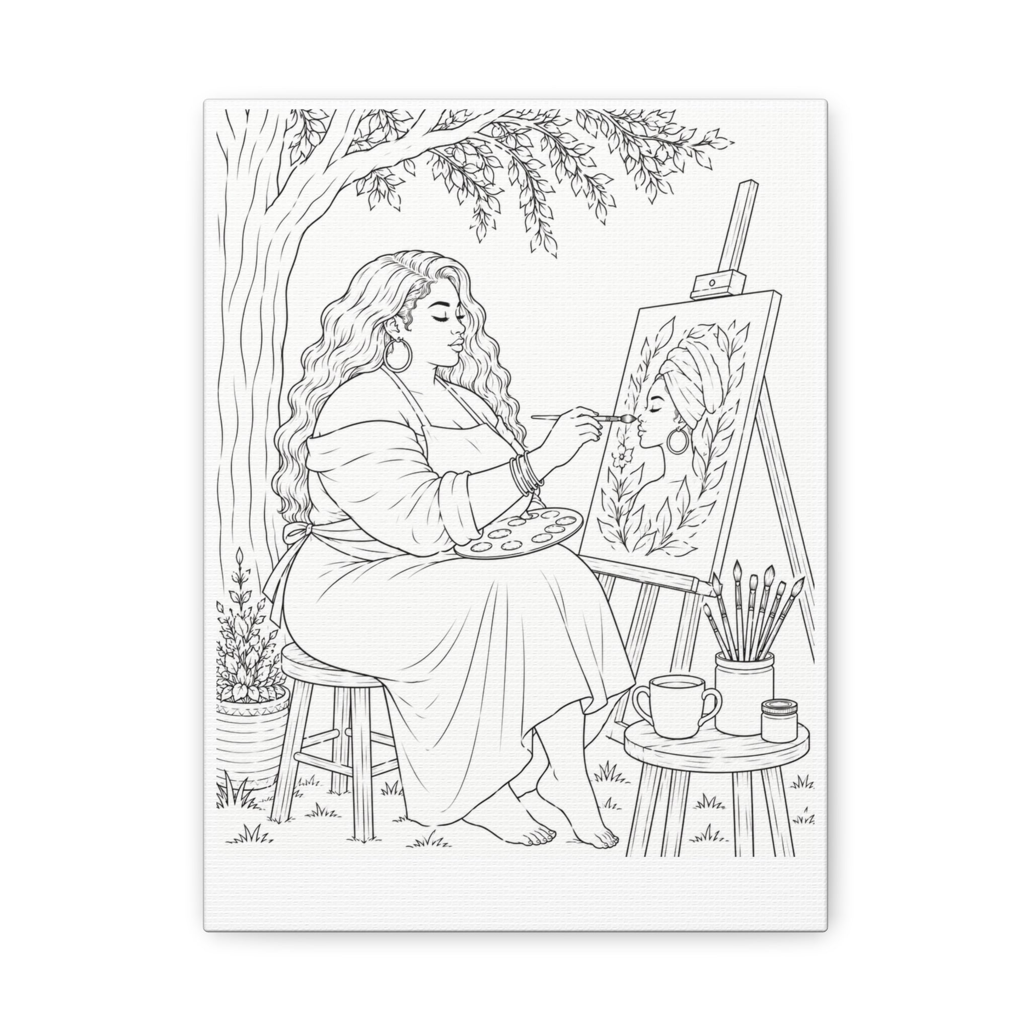 Artist Under the Tree (Side Part Plus) | Paint & Sip Canvas
