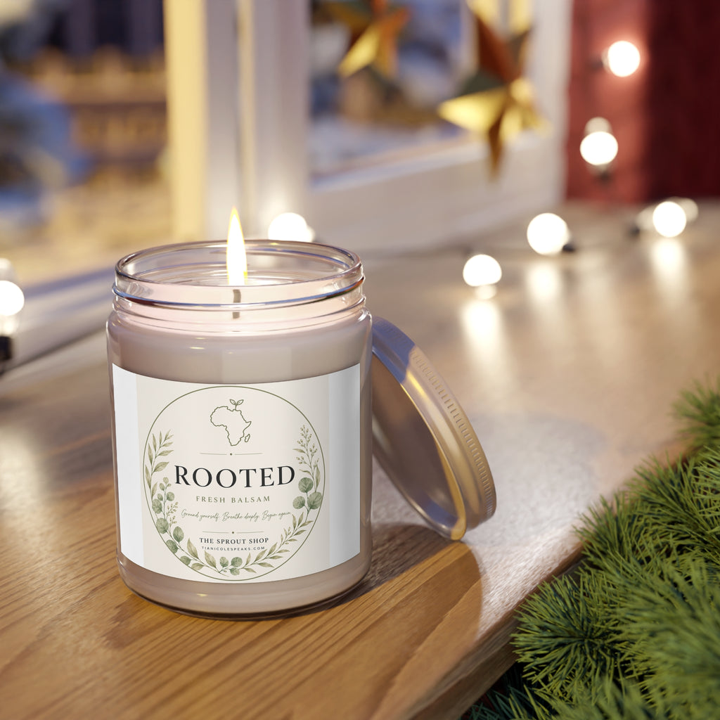 Rooted Scented Soy Candles with White Lid, 9oz