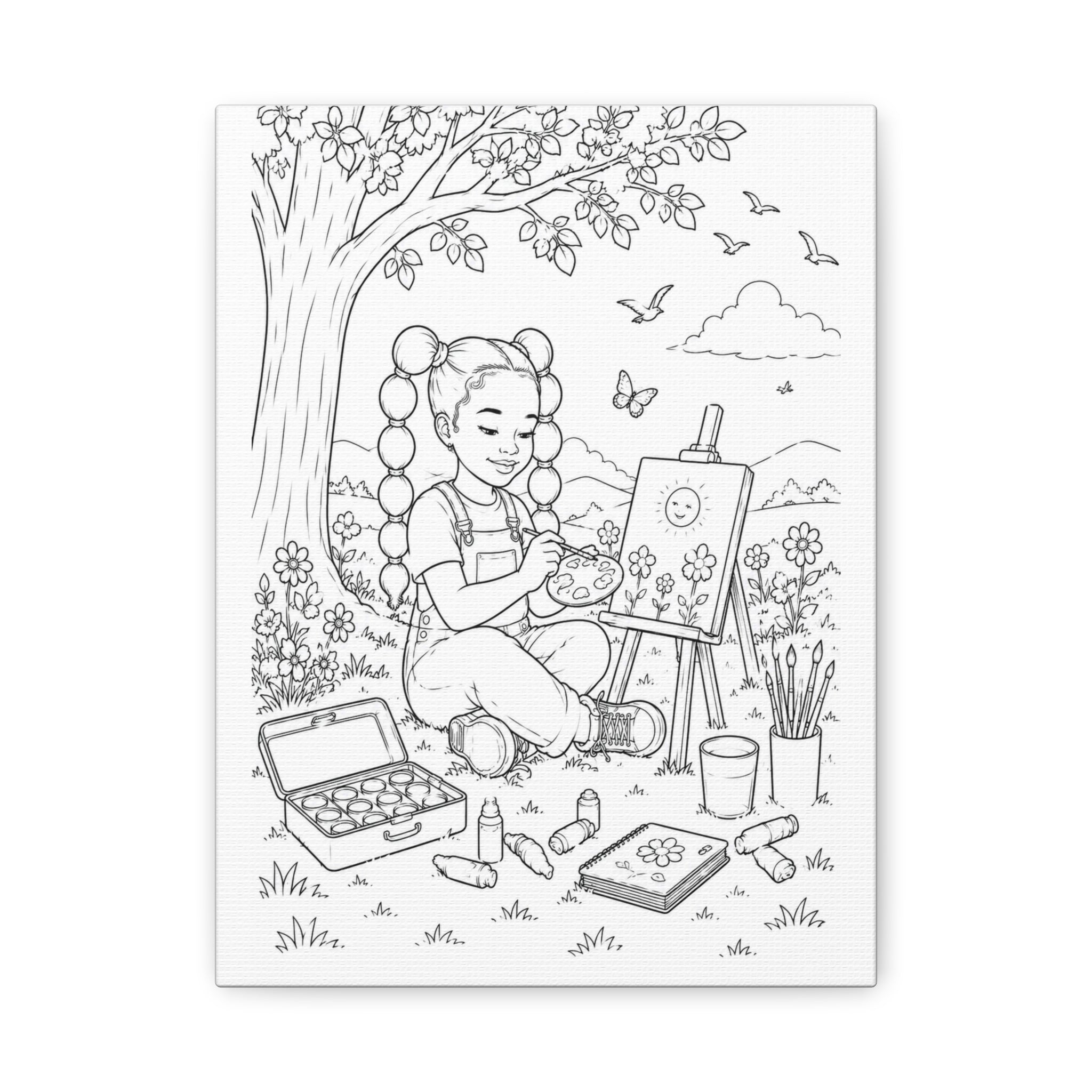 Little Sprout Artist (Girl, Space Puffs)| Paint Canvas