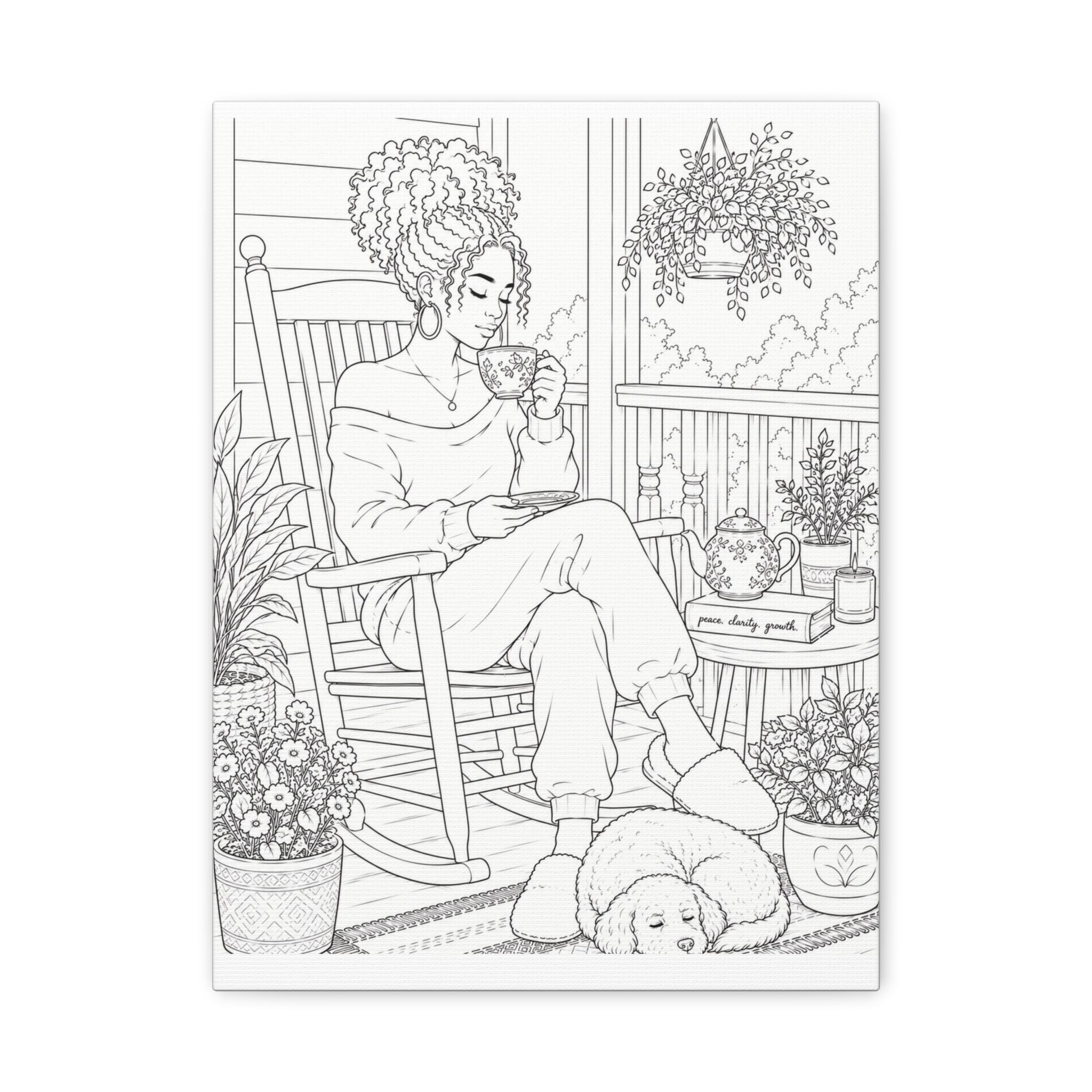 Morning on the Porch (Fluffy Bun) | Paint & Sip Canvas