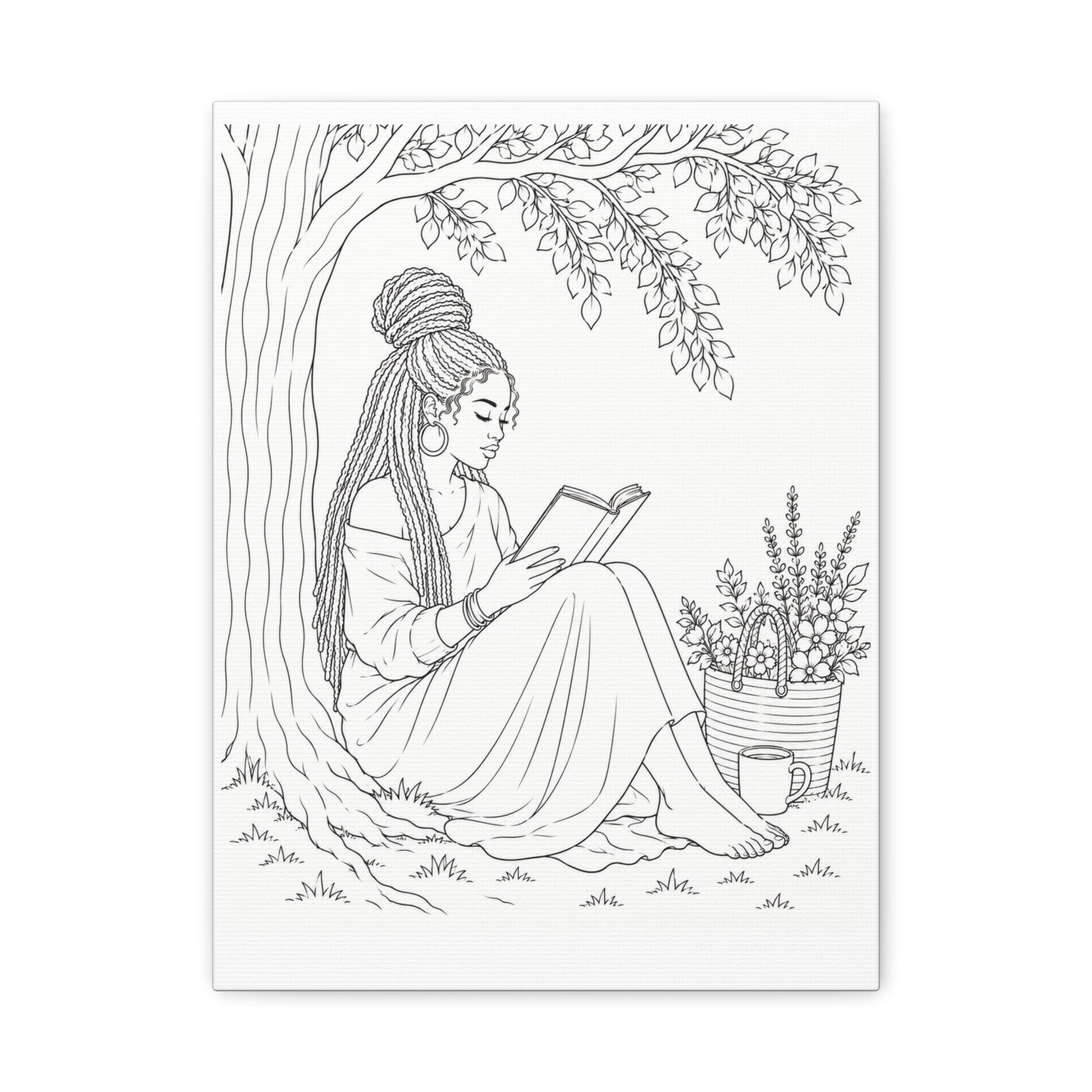 Lost in a Good Book (Locs) | Paint & Sip Canvas