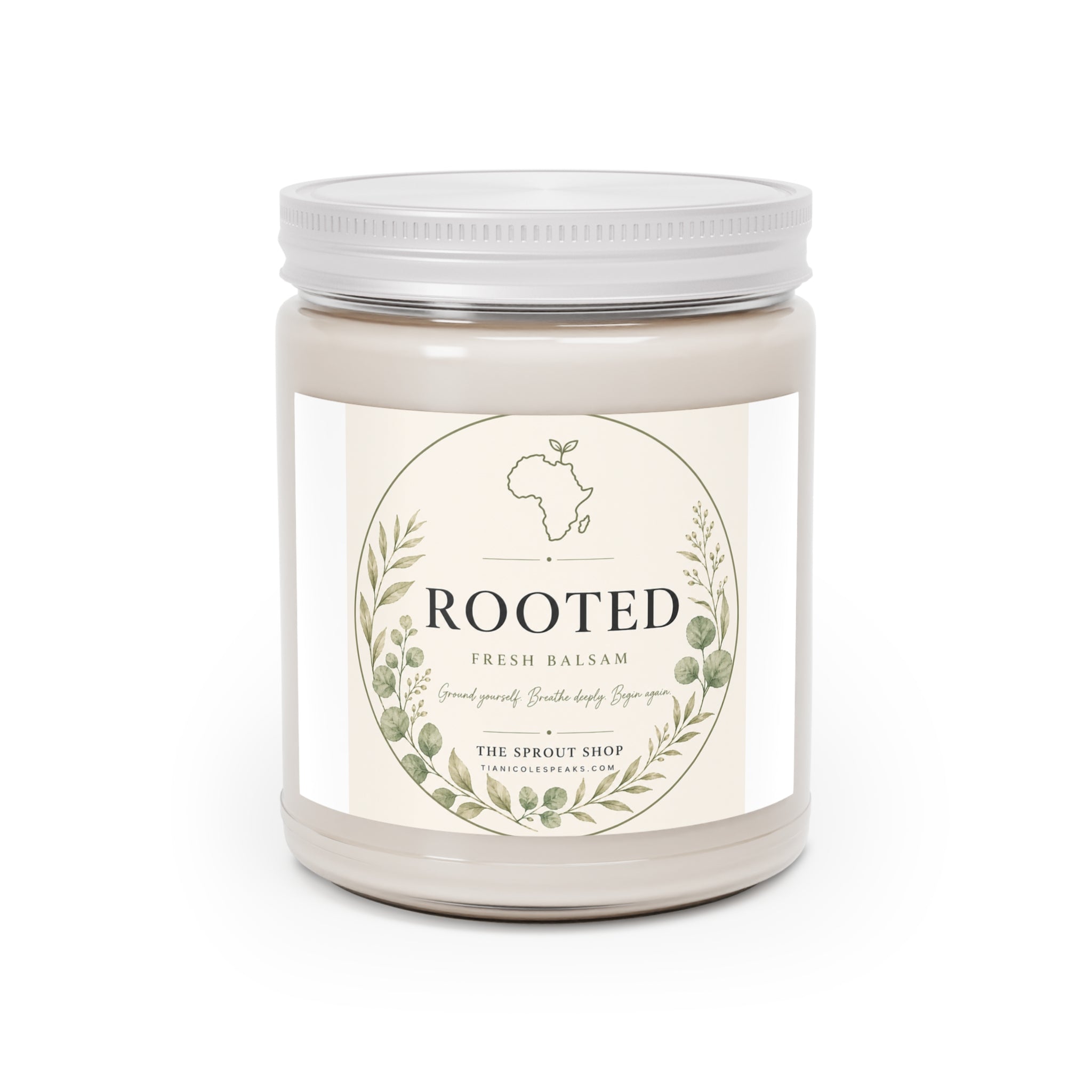 Rooted Scented Soy Candles with White Lid, 9oz